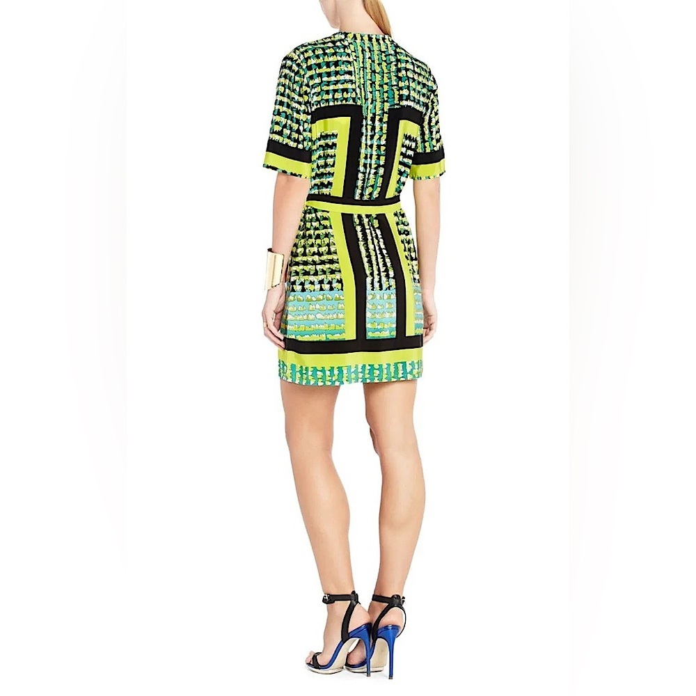 BCBG MAX AZRIA TIDE COMBO KANE SILK PRINT BLOCK DRESS - Picture 4 of 8